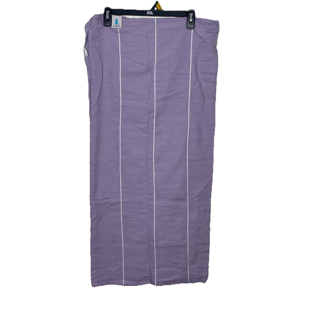 WETCAT Turkish Towel Stripe Tassel 39 X67 Purple/White Cotton Beach Towel Boho